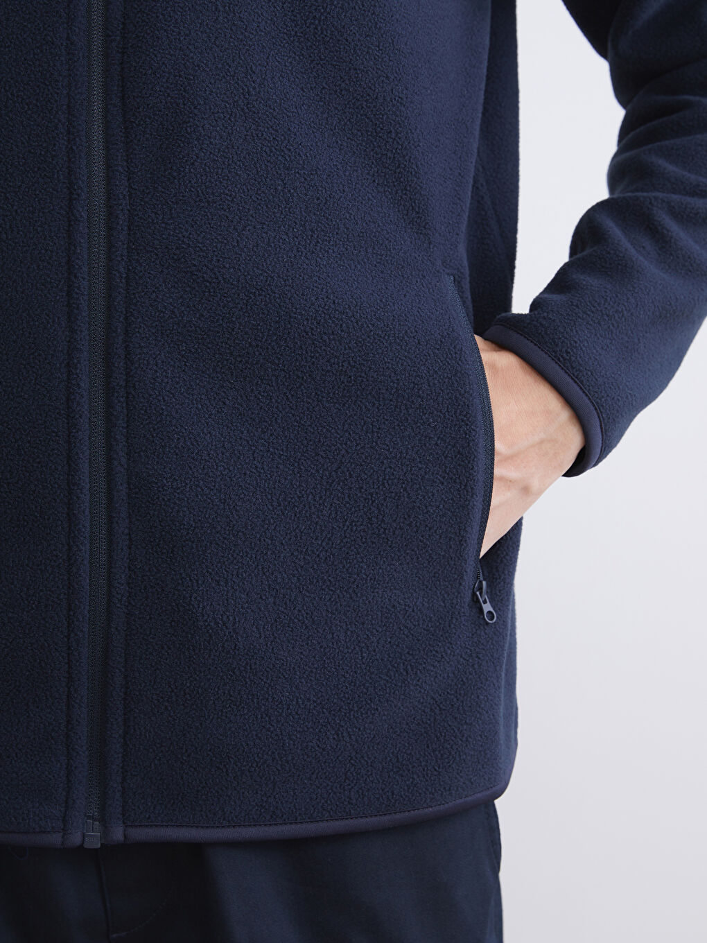 Standing Collar Long Sleeve Polar Men's Zippered Sweatshirt-2