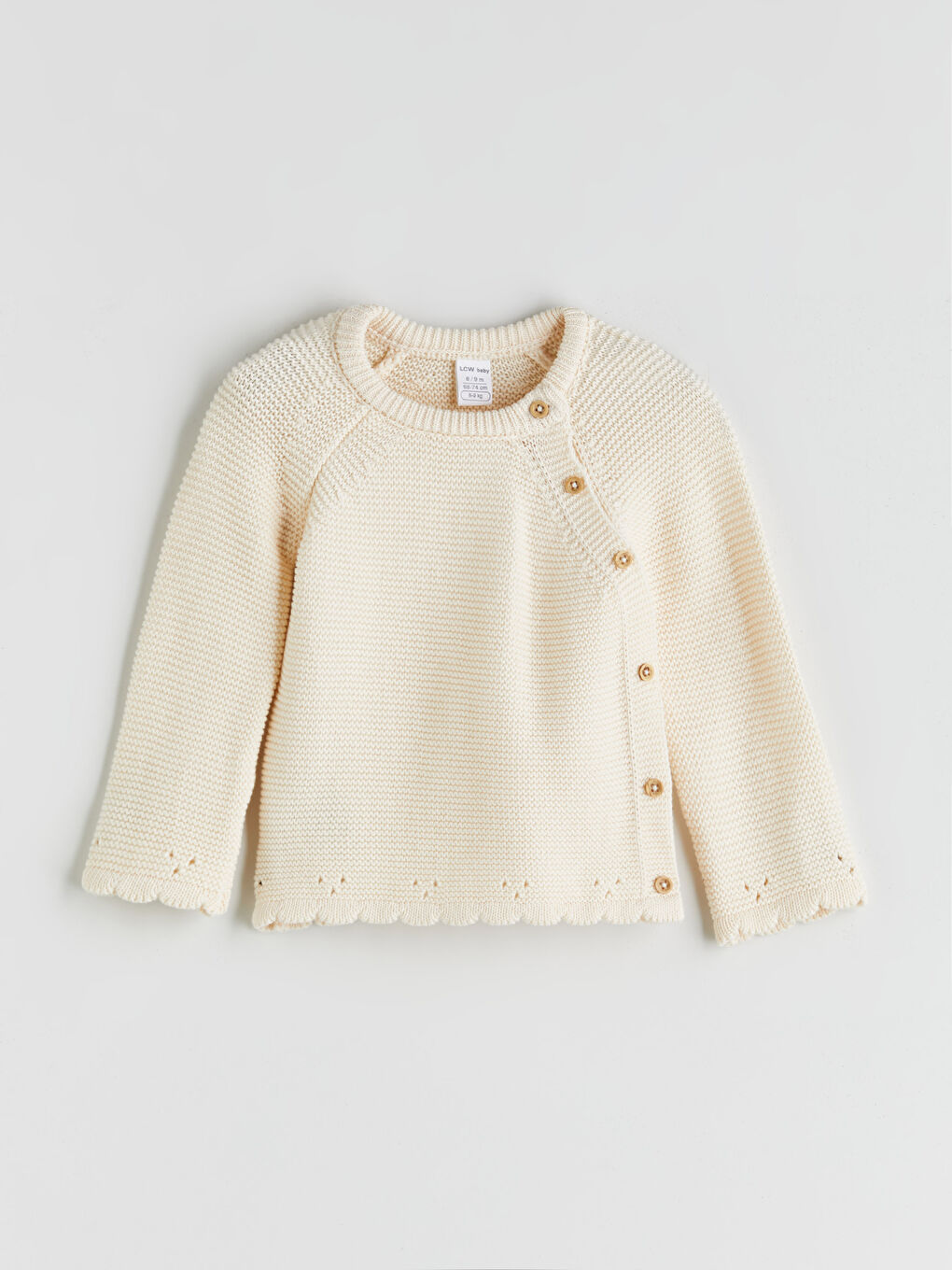 Bej Bisiklet Yaka Kız Bebek Triko Kazak