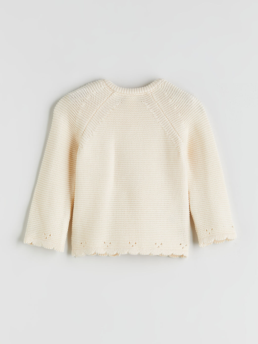 Bej Bisiklet Yaka Kız Bebek Triko Kazak-1