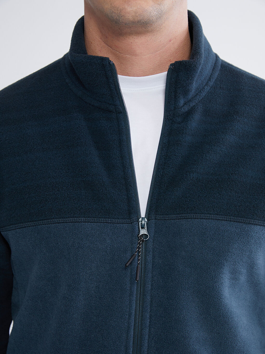 Petrol Dik Yaka Polar Erkek Fermuarlı Sweatshirt-2