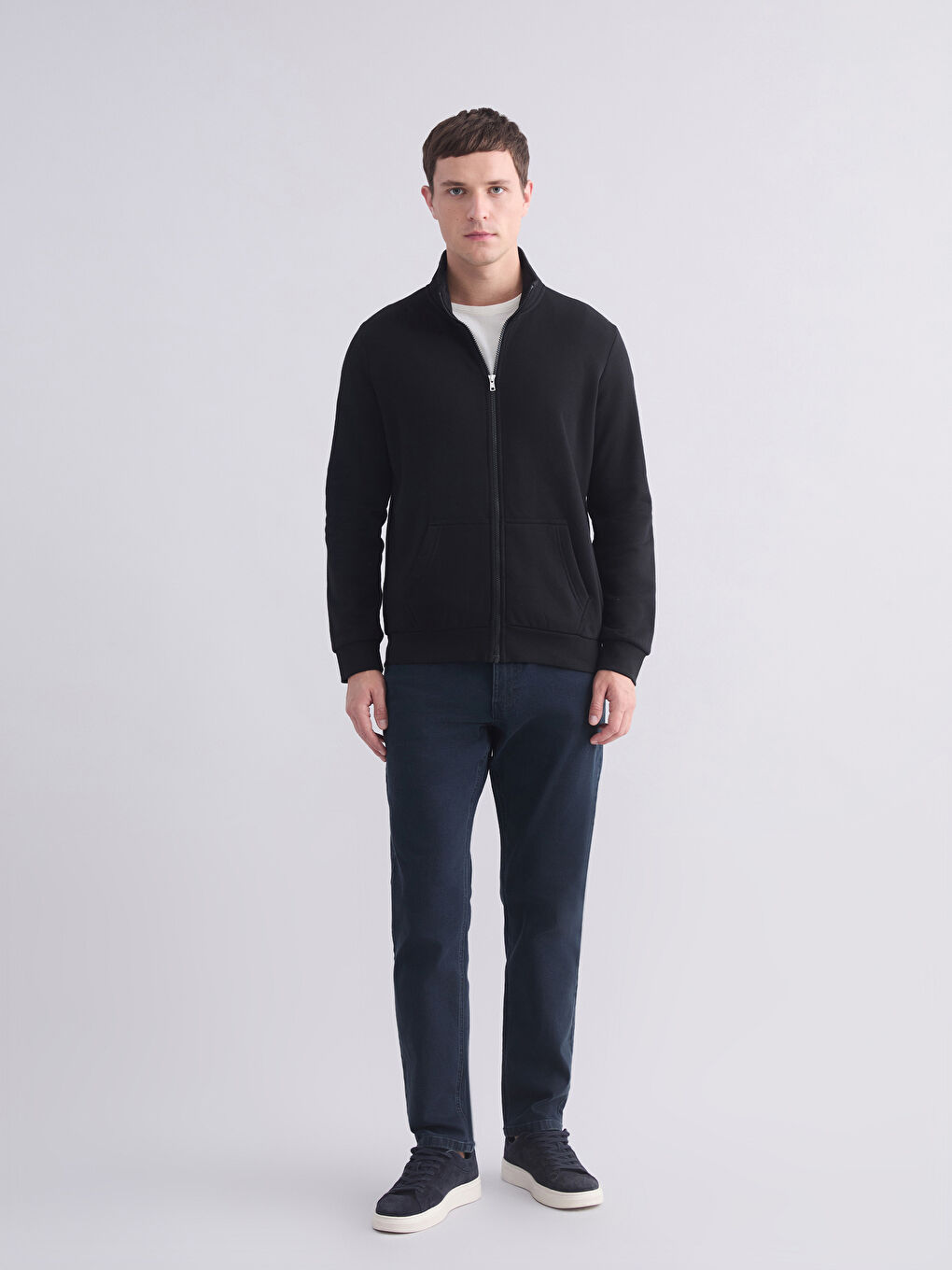 Regular Fit Funnel Neck Men's Knit Cardigan-1