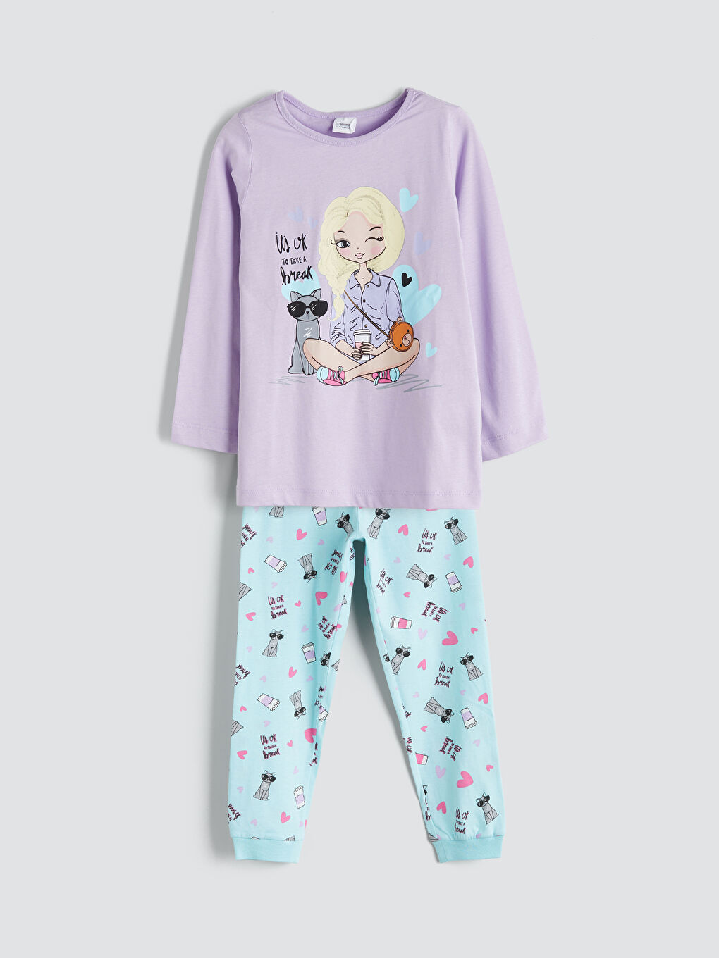 Ensemble de Pyjama Col Rond pour Filles