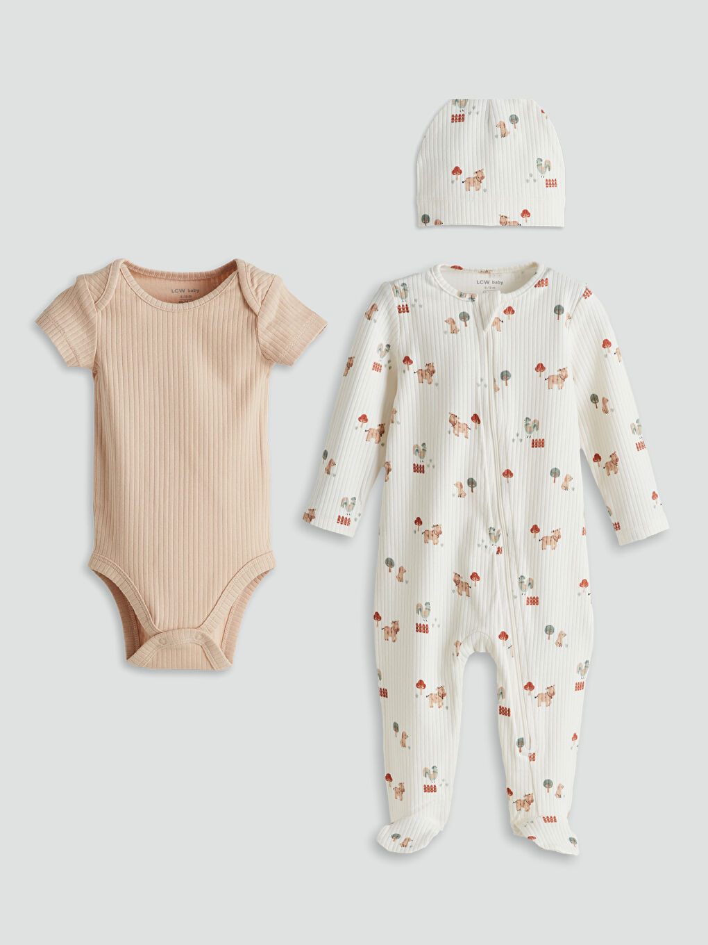 LCW baby Crew Neck Baby Boys Set 3-Piece -W5AI55Z1-LRA
