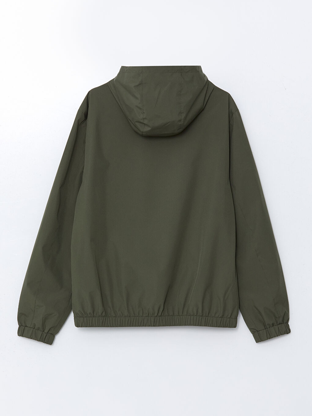 Haki Standart Kalıp Kapüşonlu Erkek Yağmurluk-13