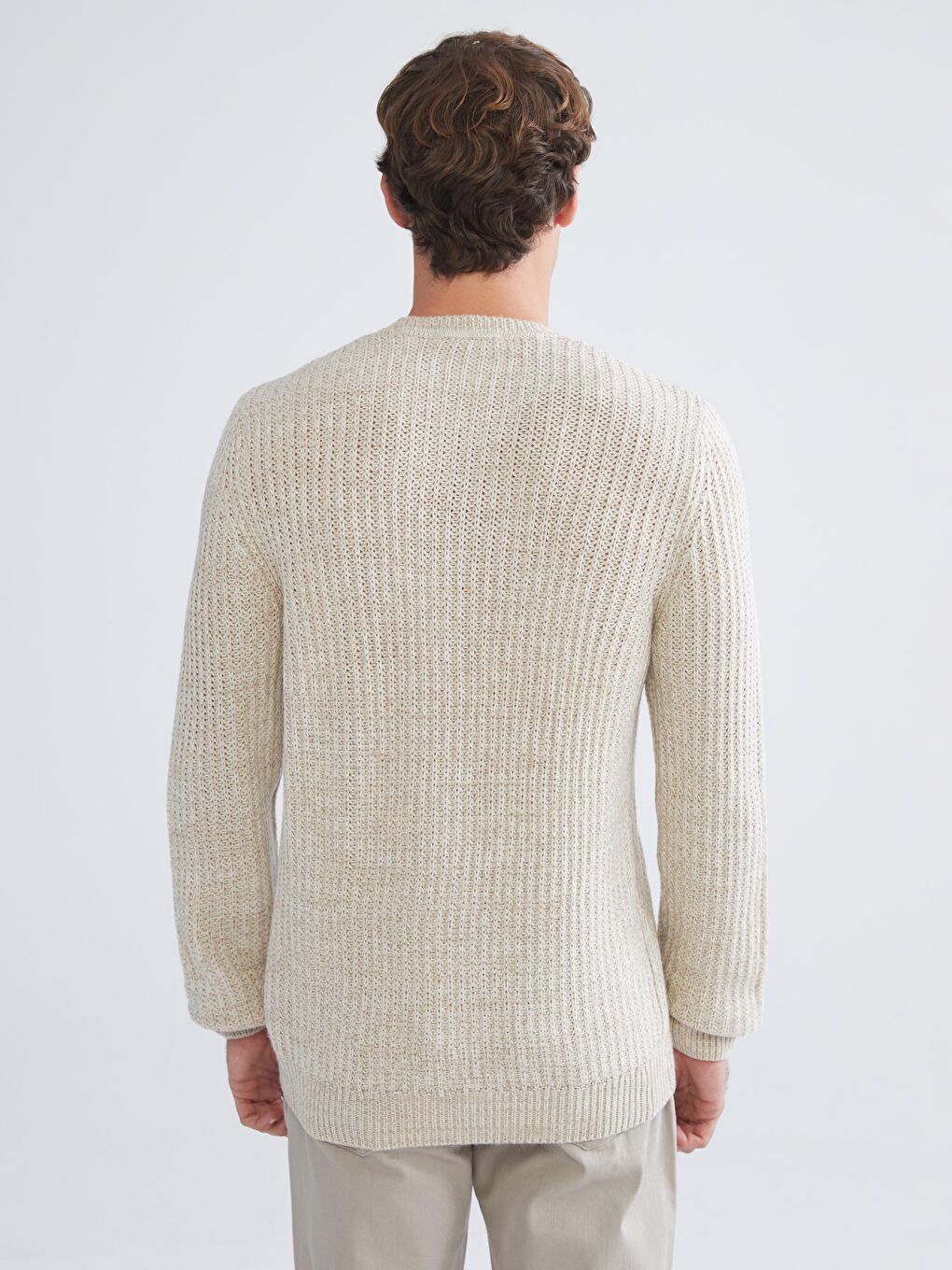 Crew Neck Long Sleeve Men's Tricot Sweater-6