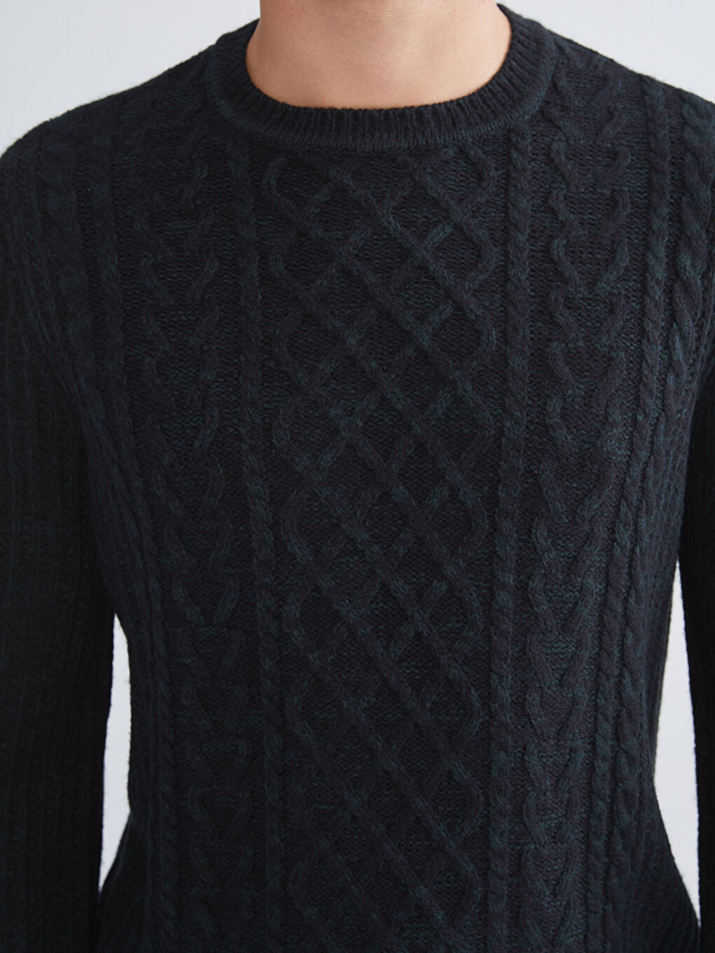 Crew Neck Long Sleeve Men's Tricot Sweater-4