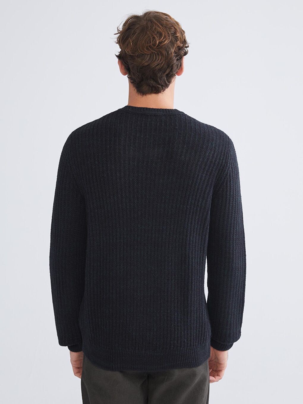 Crew Neck Long Sleeve Men's Tricot Sweater-6
