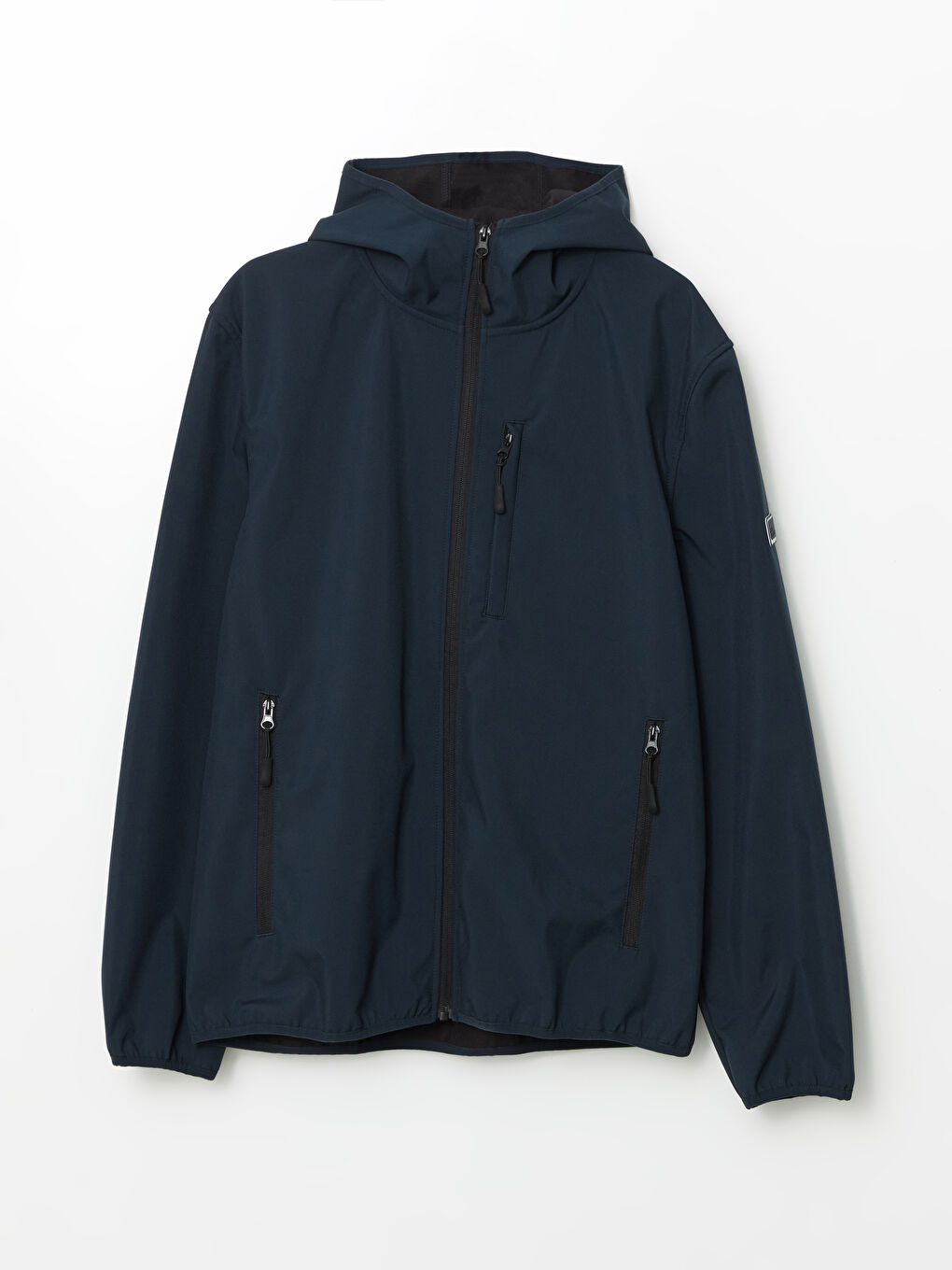 Lacivert Standart Kalıp Kapüşonlu Erkek Mont