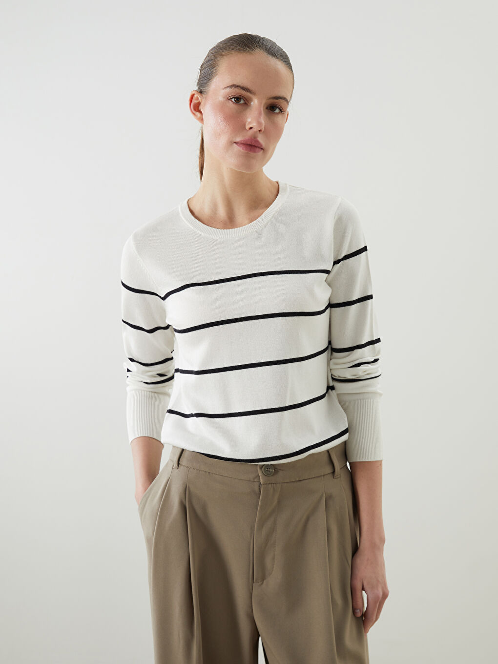 Crew Neck Women's Knitwear Sweater