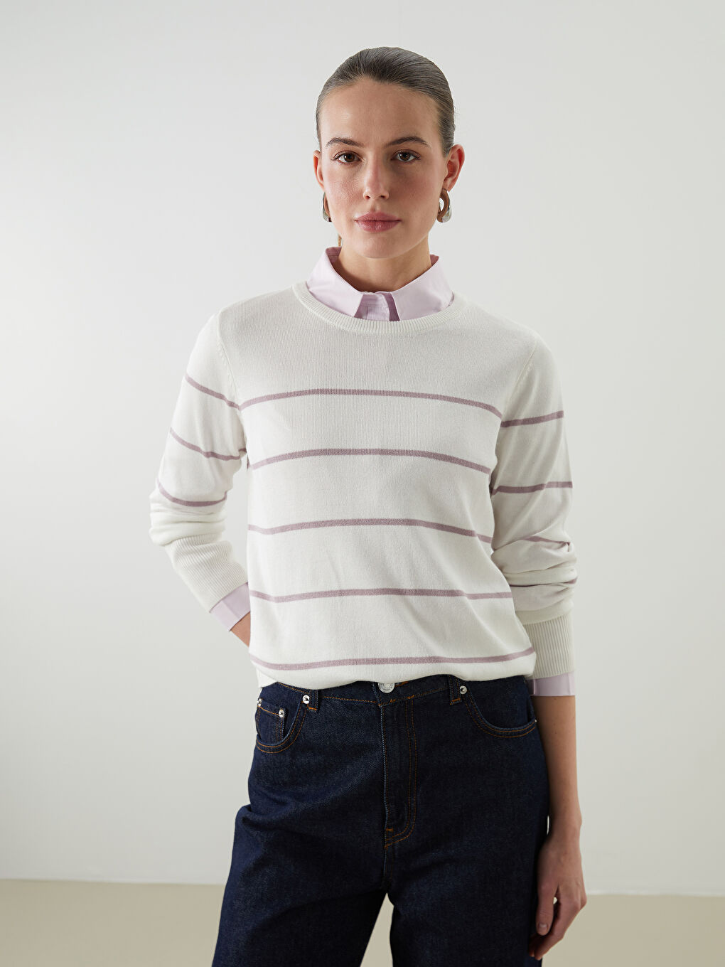Crew Neck Women's Knitwear Sweater