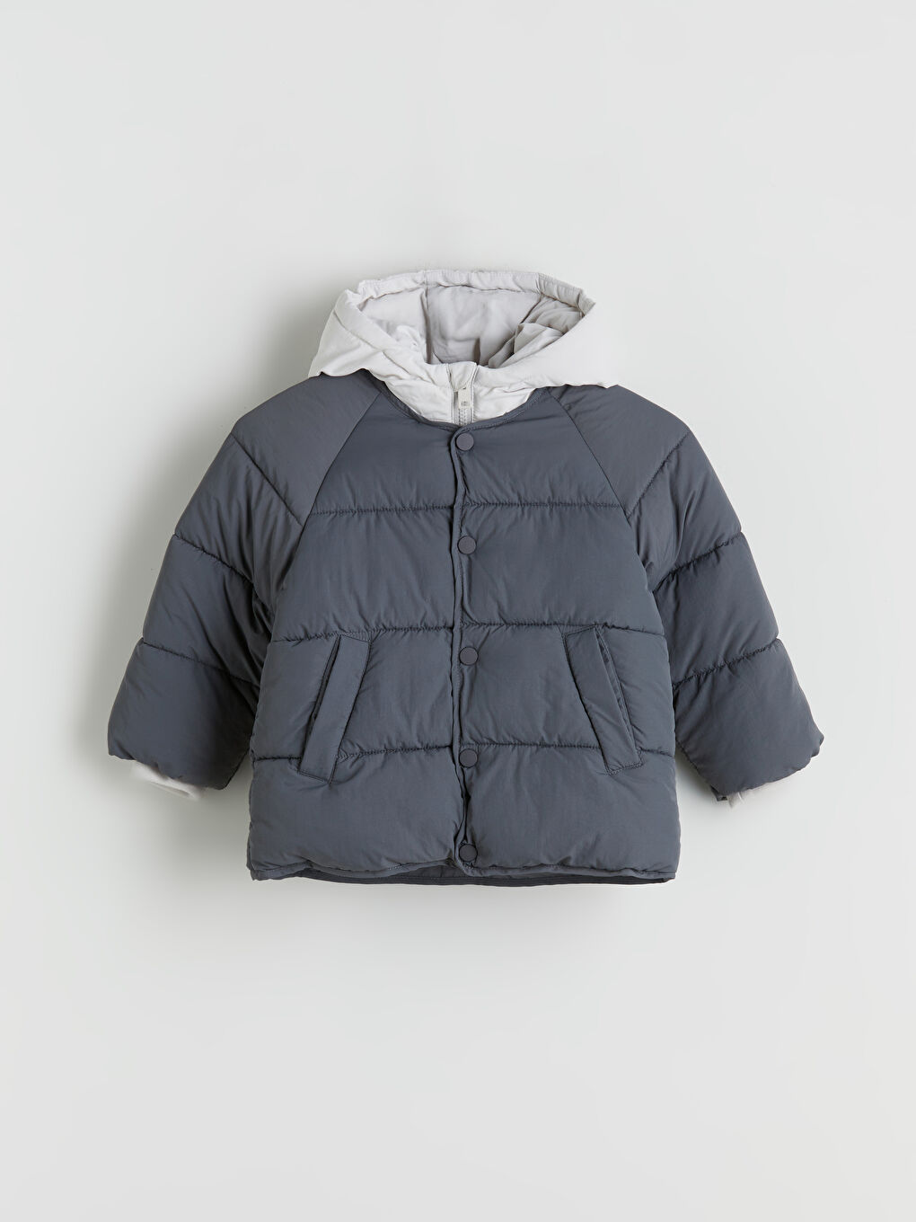 Gri Su İtici Erkek Bebek Şişme Mont-2