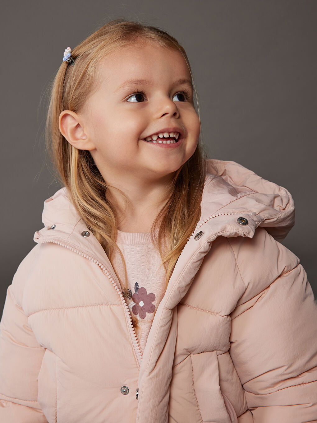 Pembe Su İtici Kız Bebek Şişme Mont-1