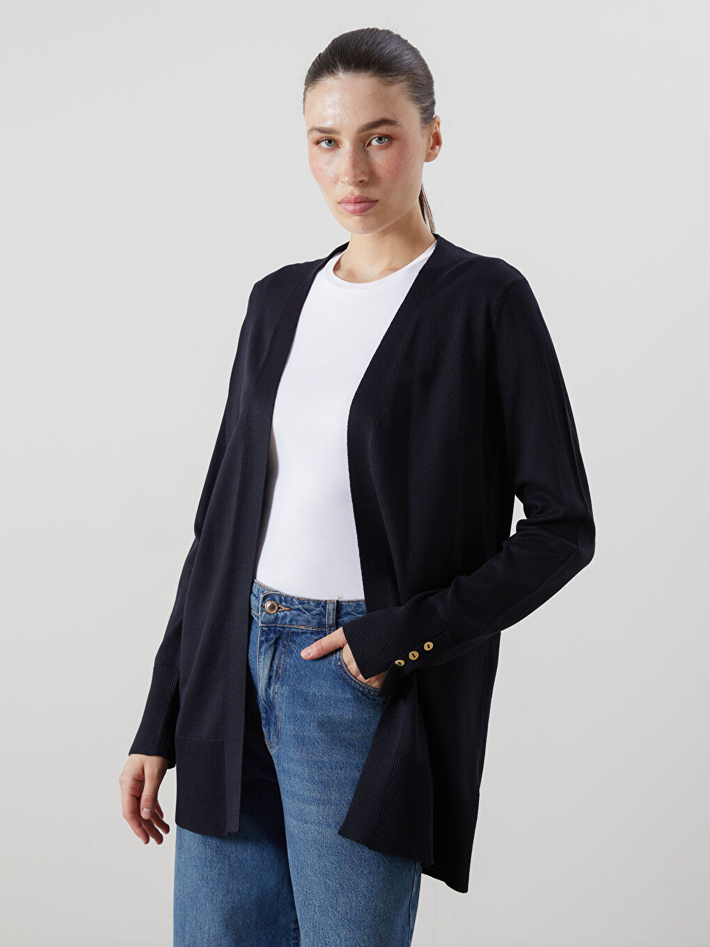 LCWAIKIKI Classic Shawl Collar Women's Knitwear Cardigan -W5AJ16Z8-E1J