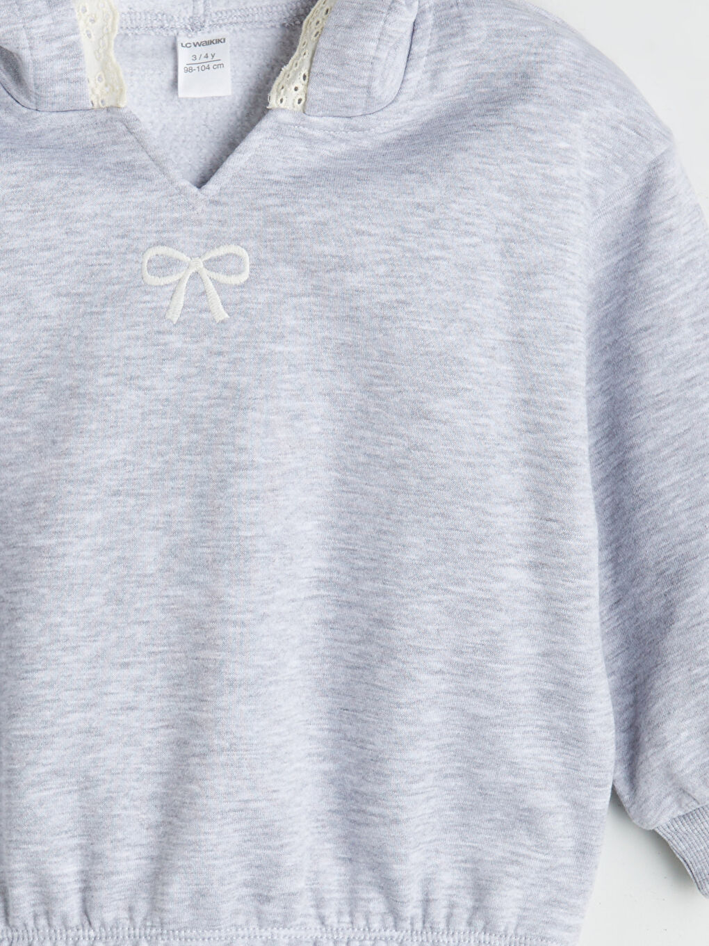 Gri Kapüşonlu Kız Çocuk Sweatshirt-2