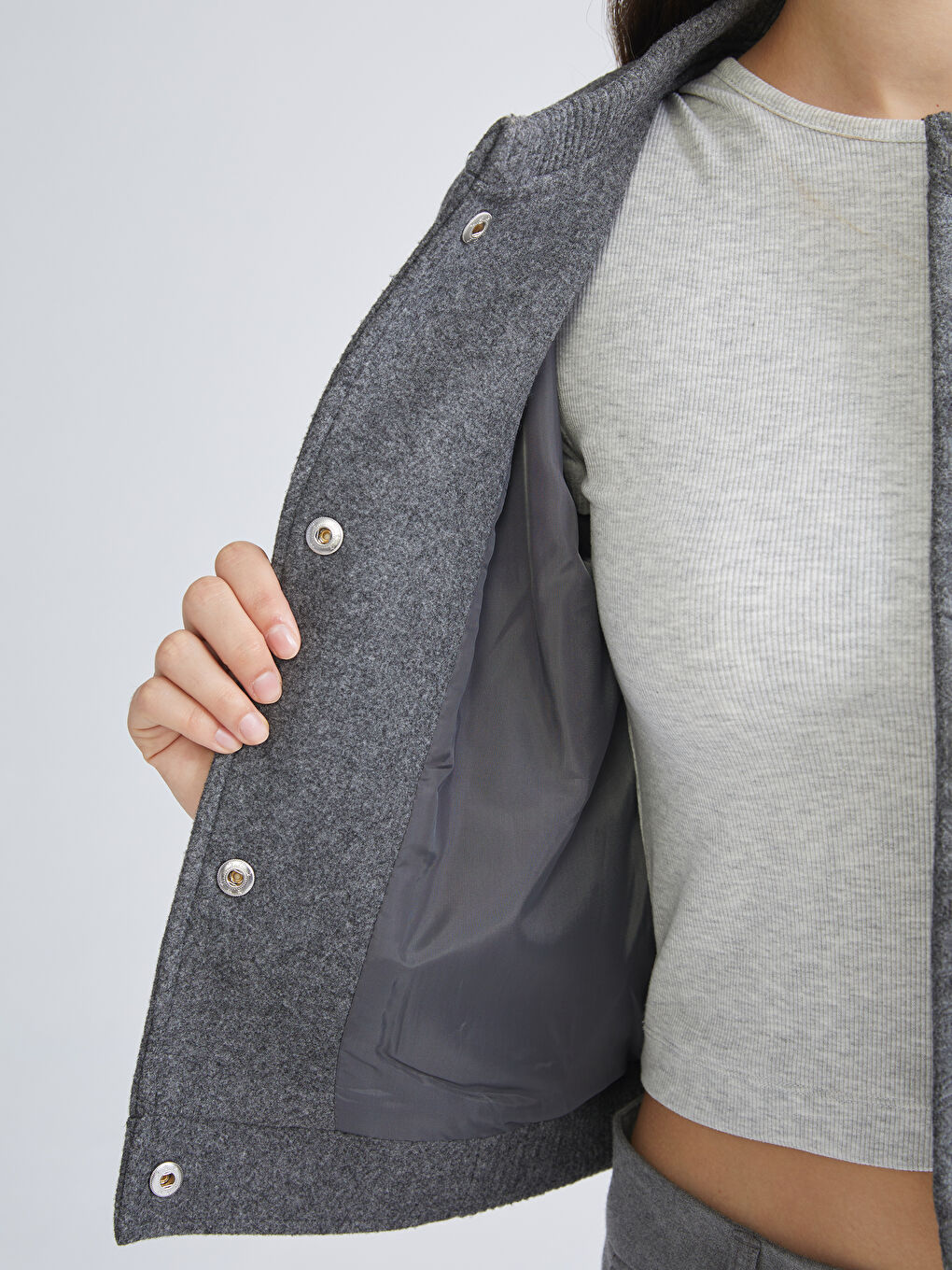 معطف انثراسايت / رمادي داكن امرأة-3