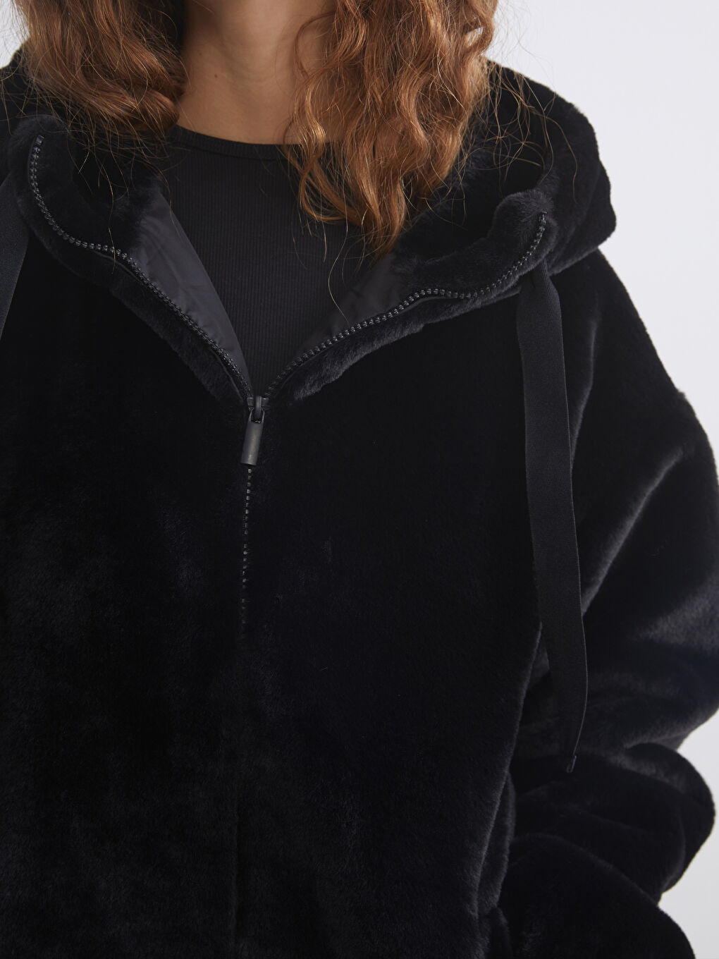Hooded Oversize Women's Plush Coat-2