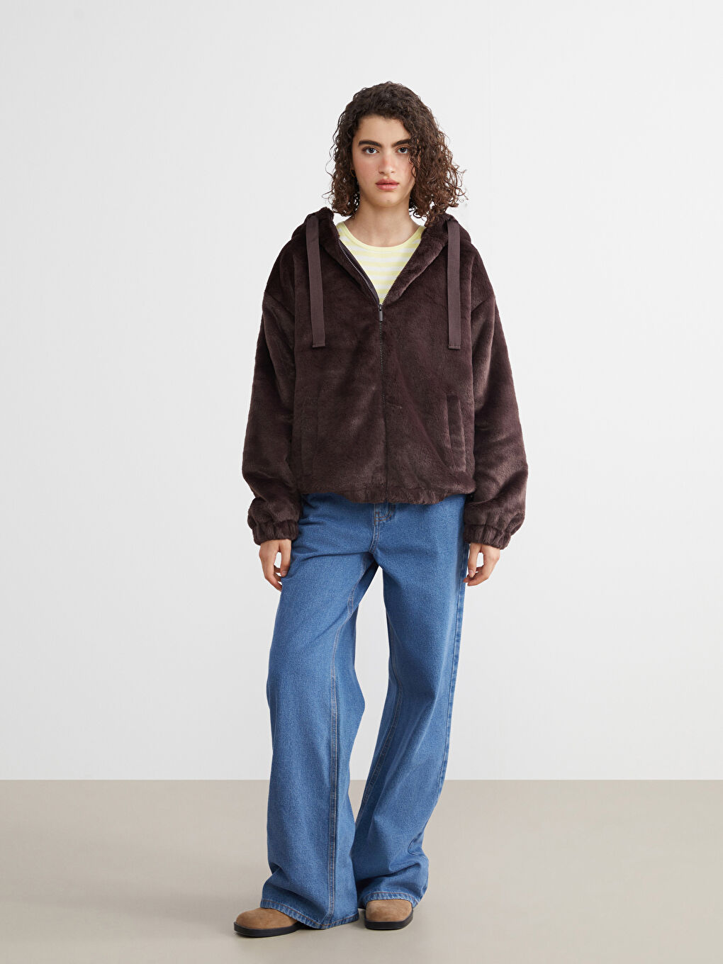 Hooded Women's Plush Coat-1