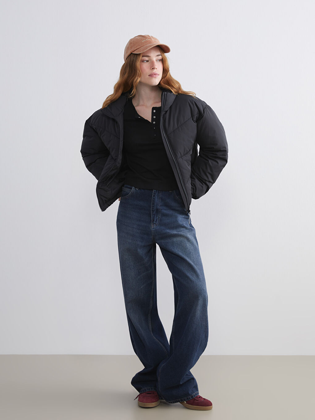 Funnel Neck Oversize Women's Puffer Coat-1