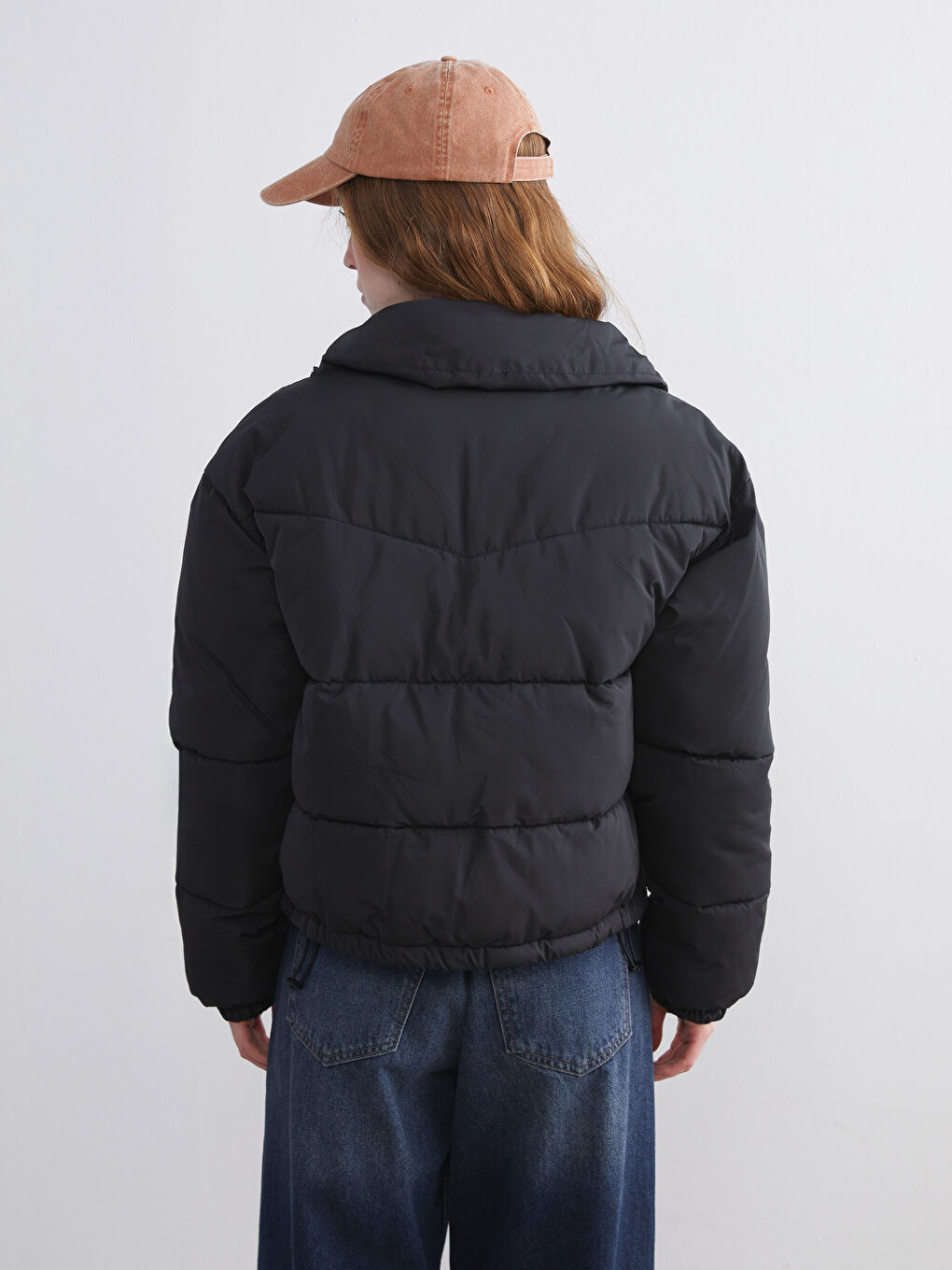 Funnel Neck Oversize Women's Puffer Coat-4