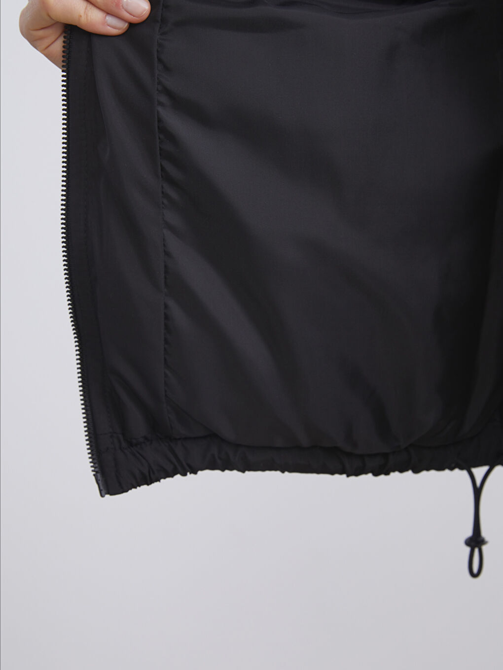 Siyah Dik Yaka Oversize Kadın Şişme Mont-2