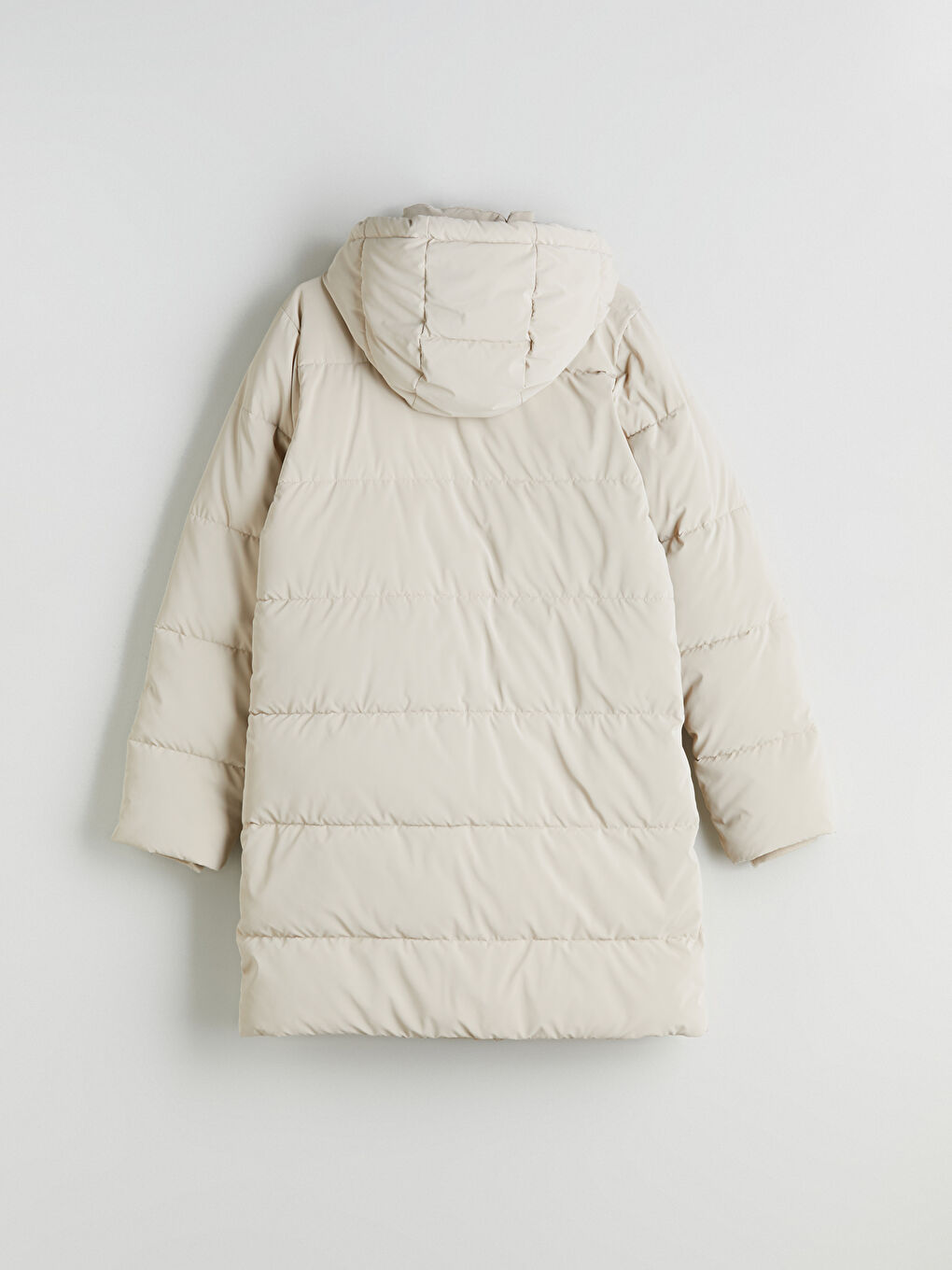 Bej Kapüşonlu Kadın Şişme Mont-7