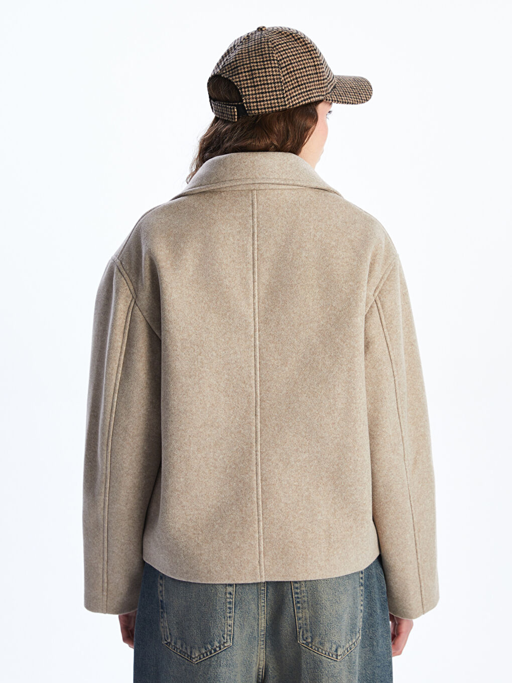 Kahverengi Kruvaze Yaka Kadın Kaşe Kaban-4