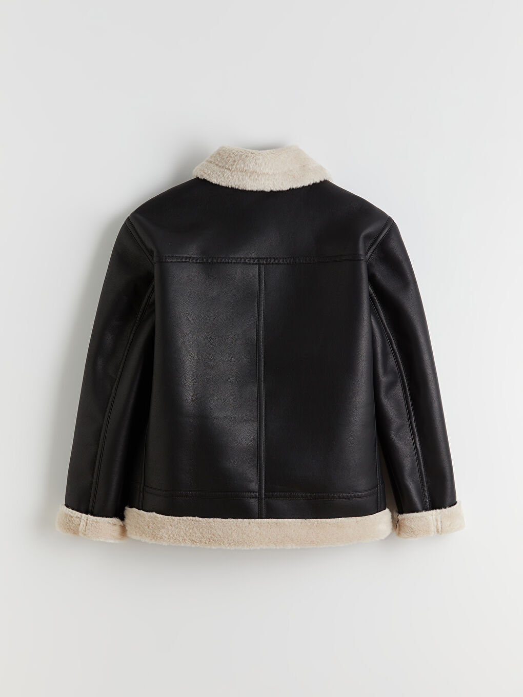 Biker Neck Women's Faux Leather Coat-7