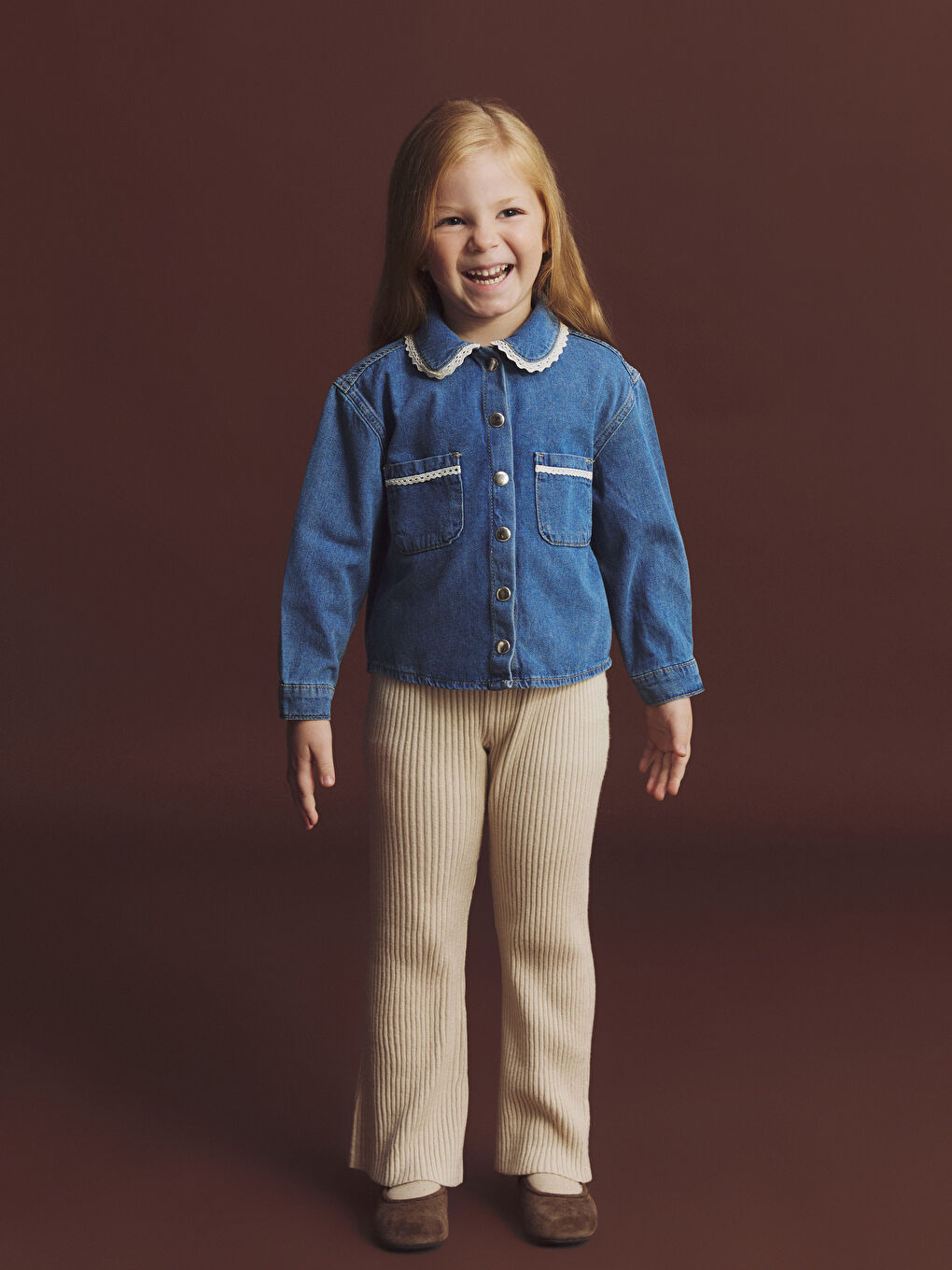 Mavi Bebe Yaka Kız Çocuk Jean Ceket-1