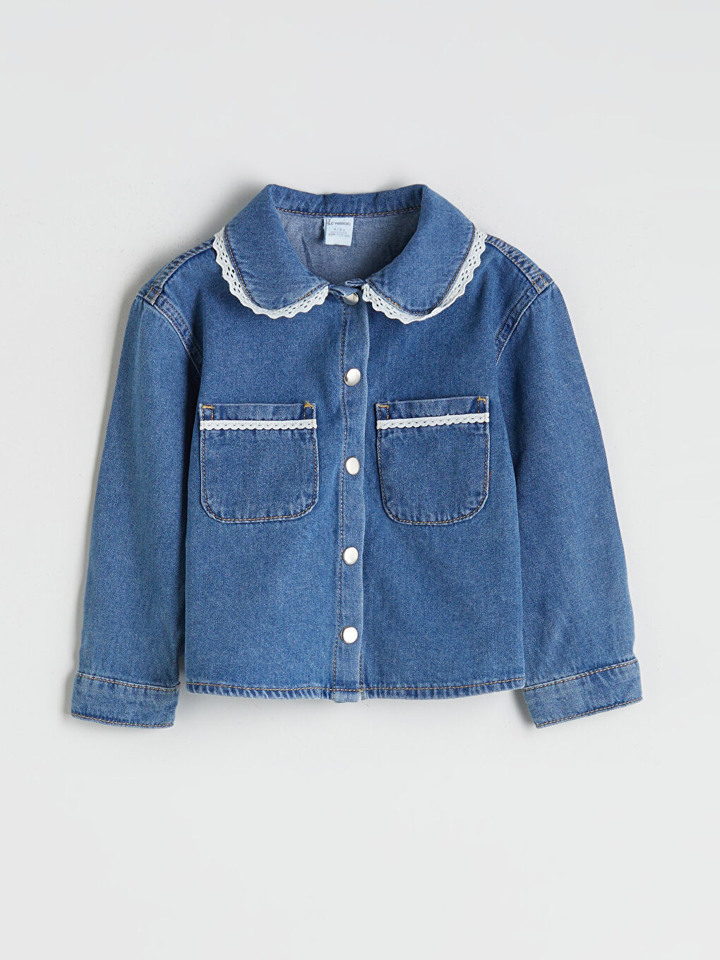 Mavi Bebe Yaka Kız Çocuk Jean Ceket-2