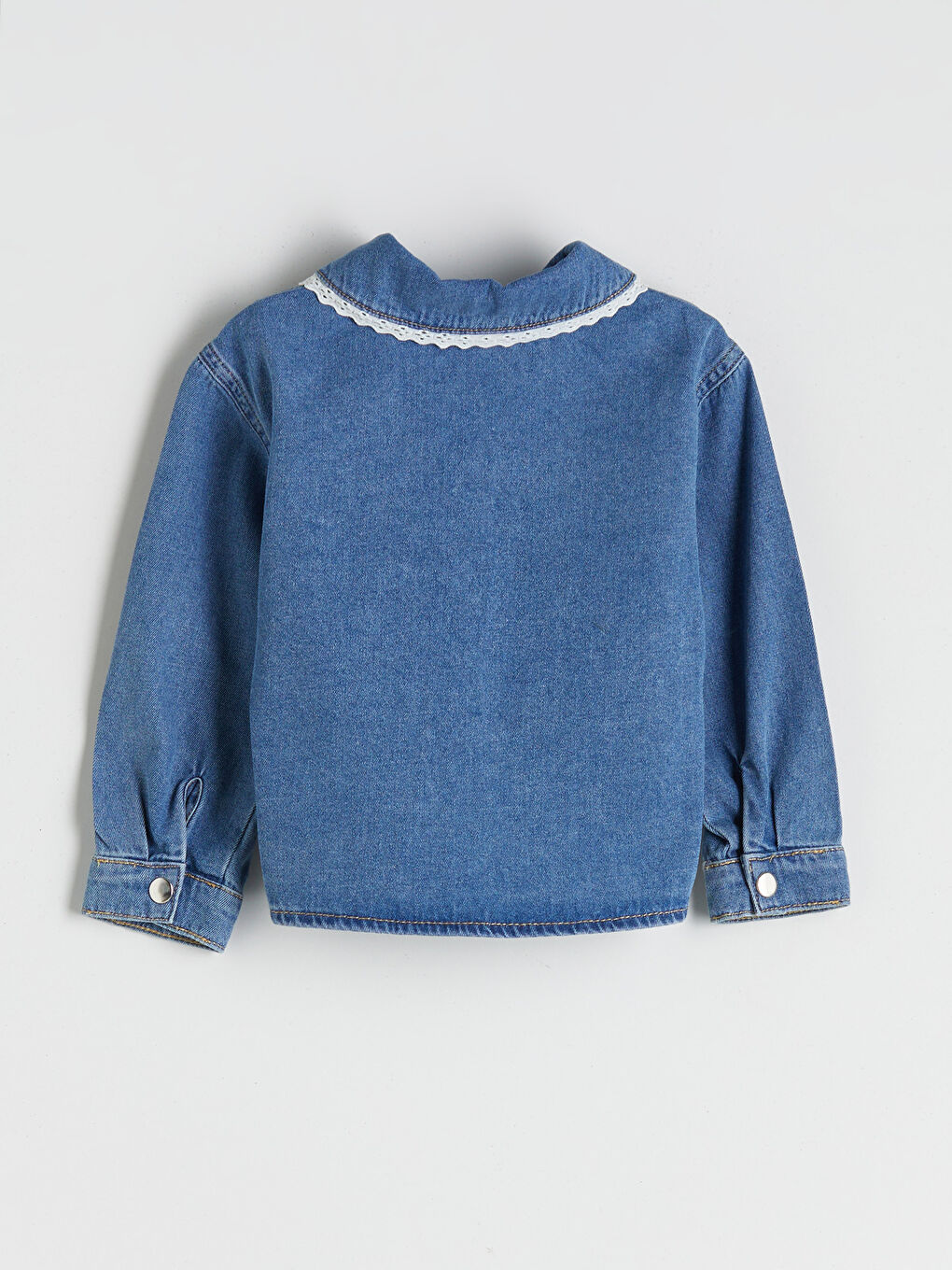 Mavi Bebe Yaka Kız Çocuk Jean Ceket-3