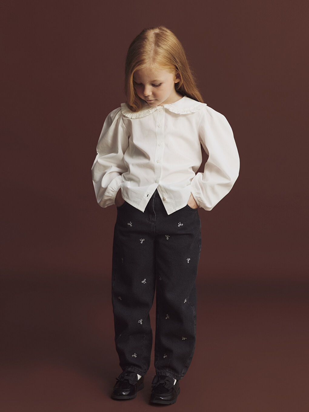 Girl's Jean Trousers with Adjustable Elastic Waist