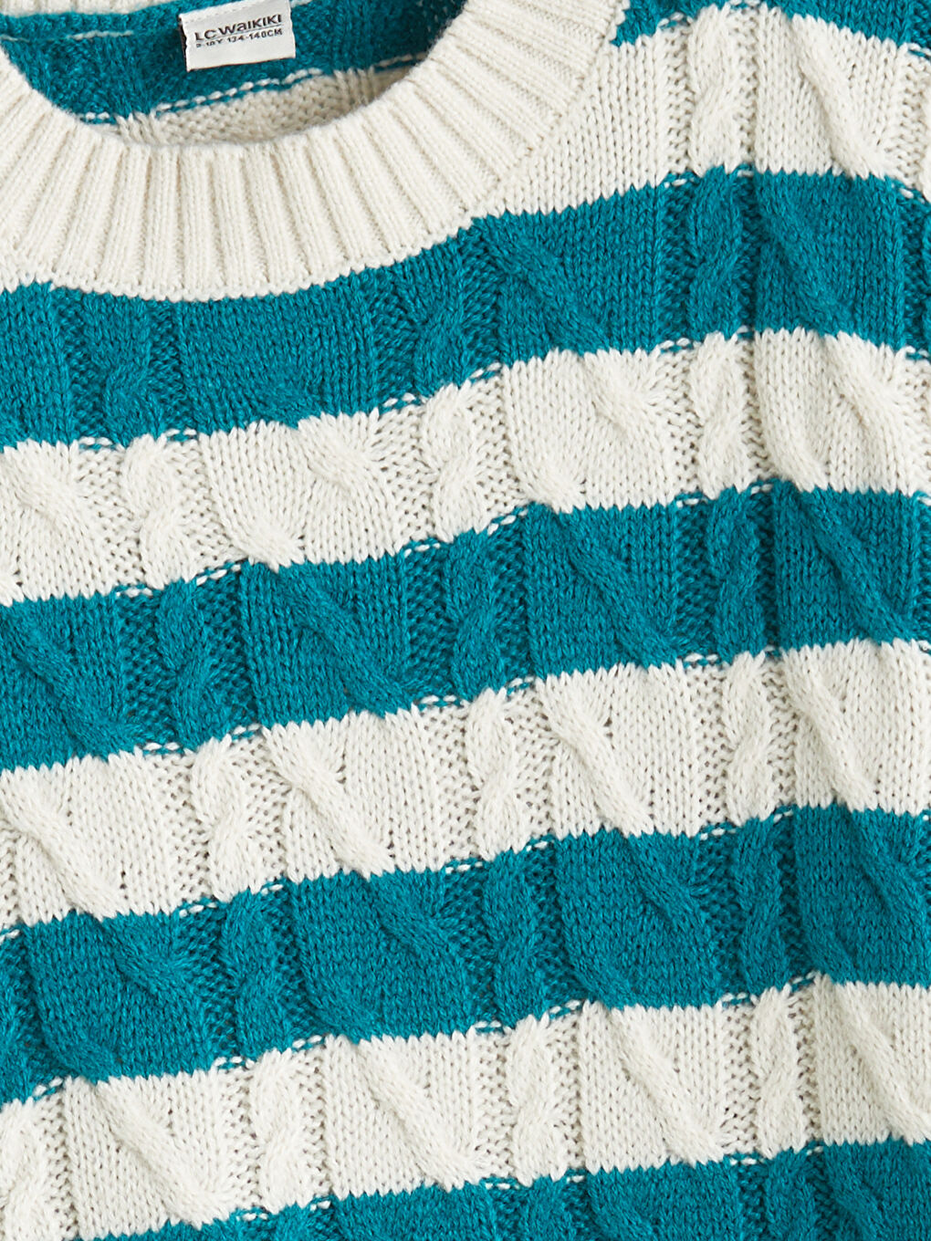 Crew Neck Striped Girls' Sweater-1