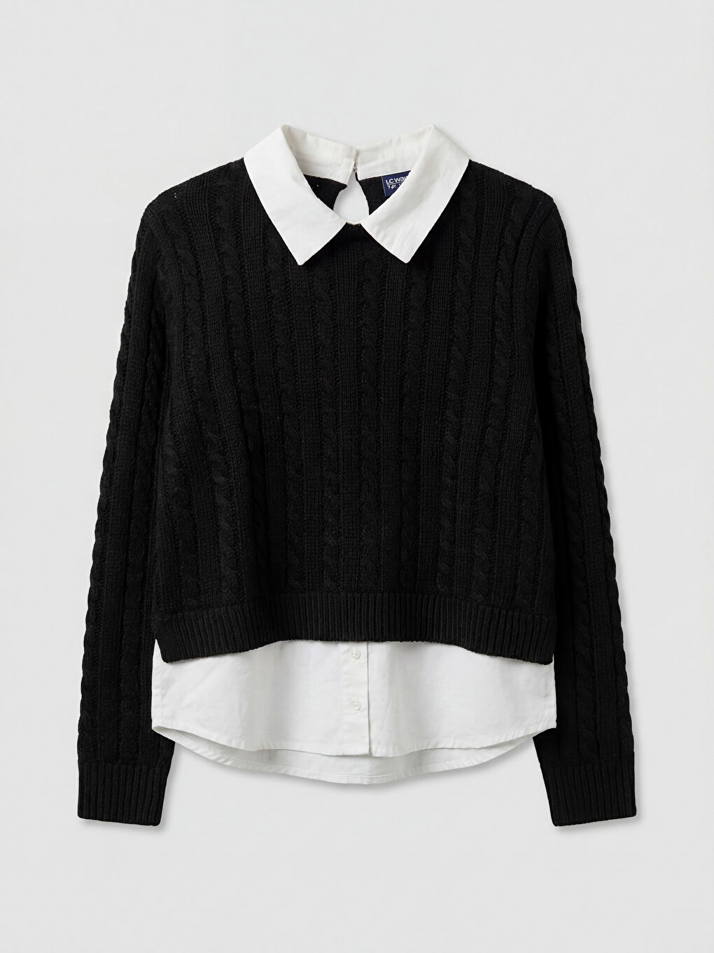 Свитер с отложным воротником из трикотажа-1