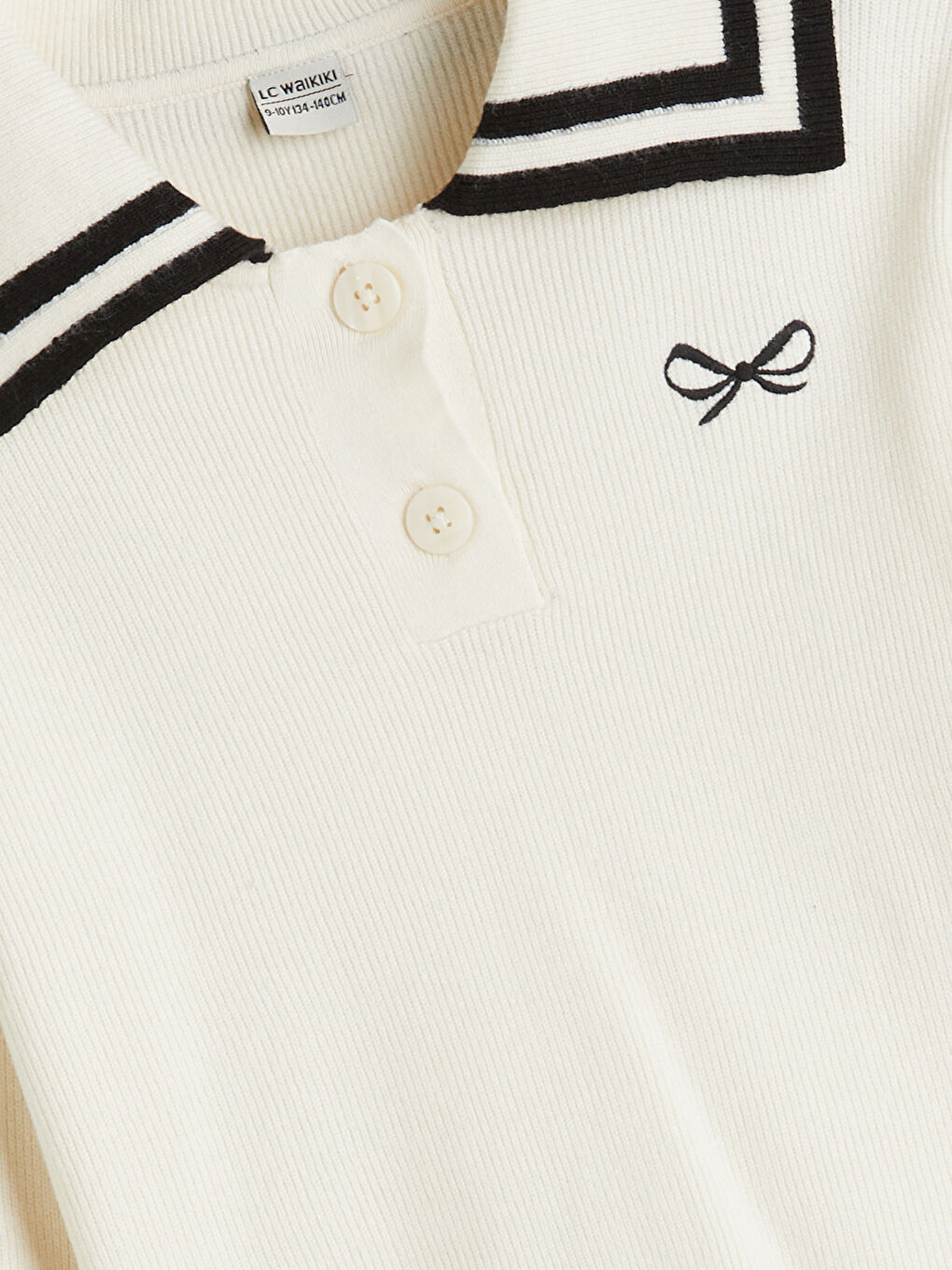 Polo Neck Girls' Knit Sweater-1
