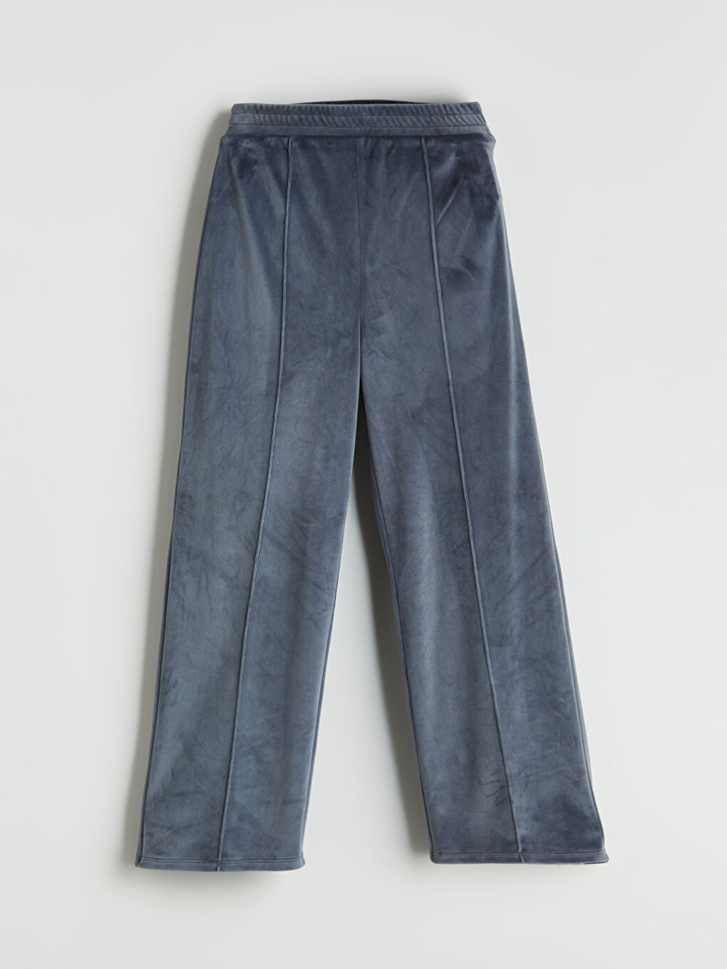 Antrasit Beli Lastikli Kadife Kız Çocuk Eşofman Altı