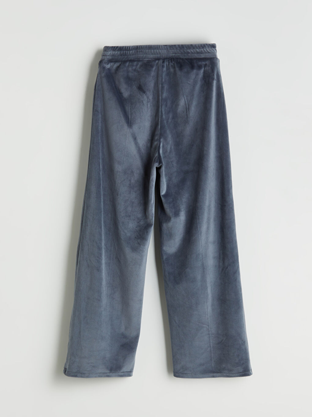 Antrasit Beli Lastikli Kadife Kız Çocuk Eşofman Altı-1