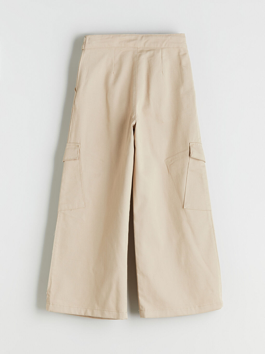 Bej Wideleg Kız Çocuk Kargo Pantolon-4