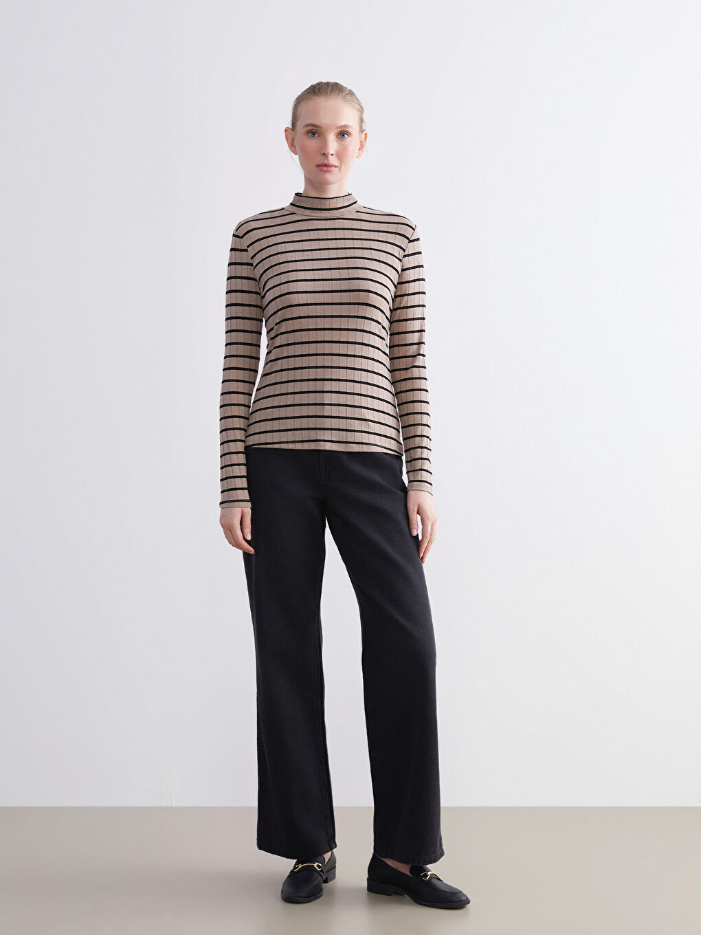 Funnel Neck Striped Women's Body-1