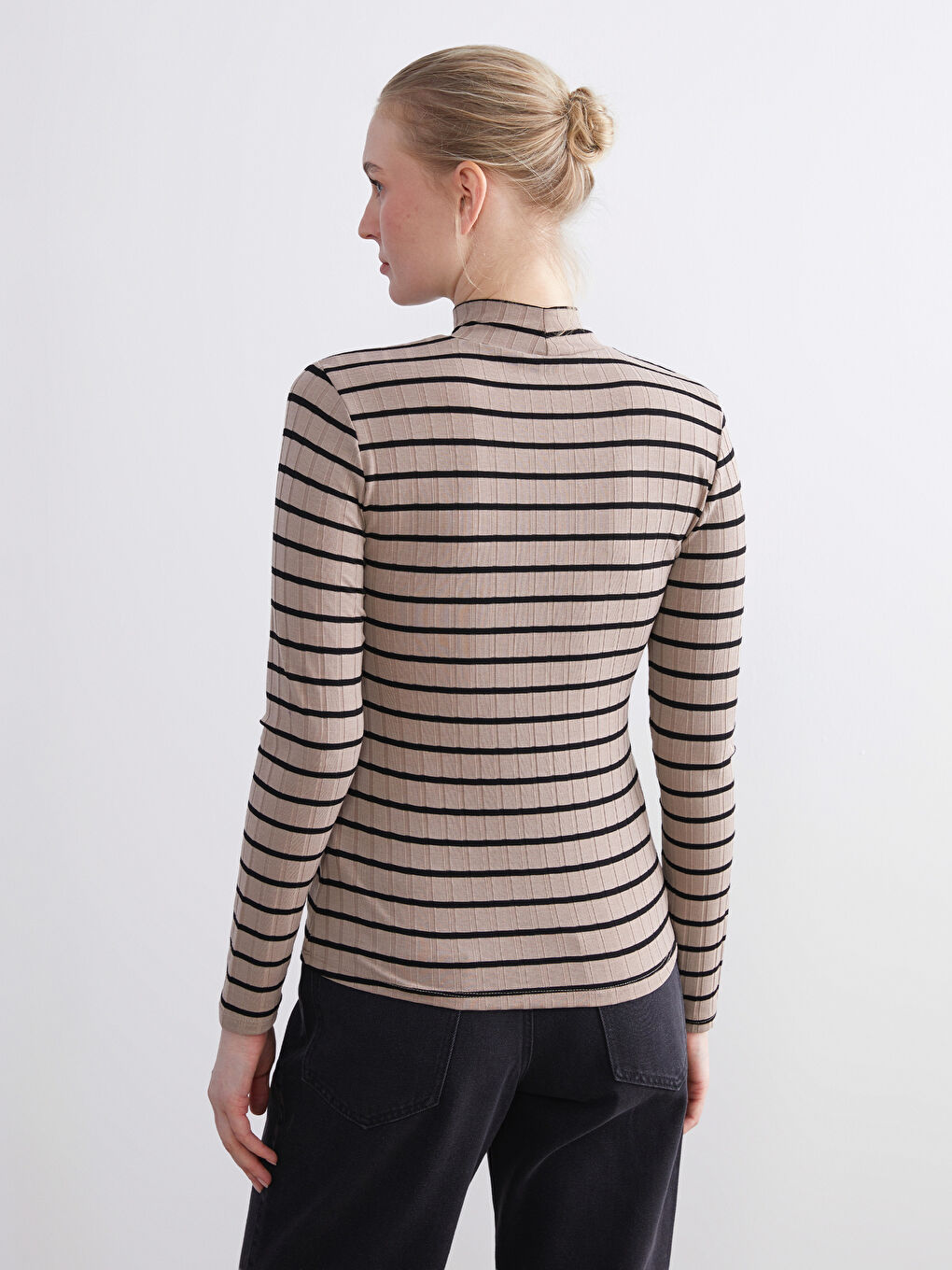 Funnel Neck Striped Women's Body-3