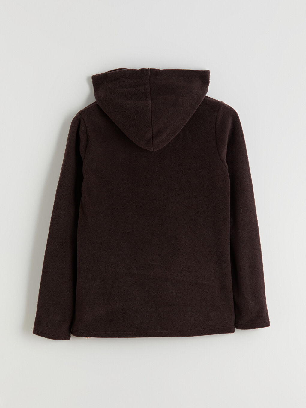 Kahverengi Kapüşonlu Polar Kadın Fermuarlı Sweatshirt-7
