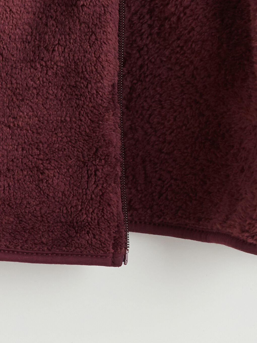 Mürdüm Dik Yaka Kadın Pelüş Hırka-6