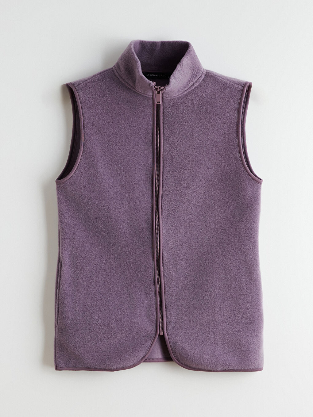 Mürdüm Dik Yaka Kadın Polar Yelek-4