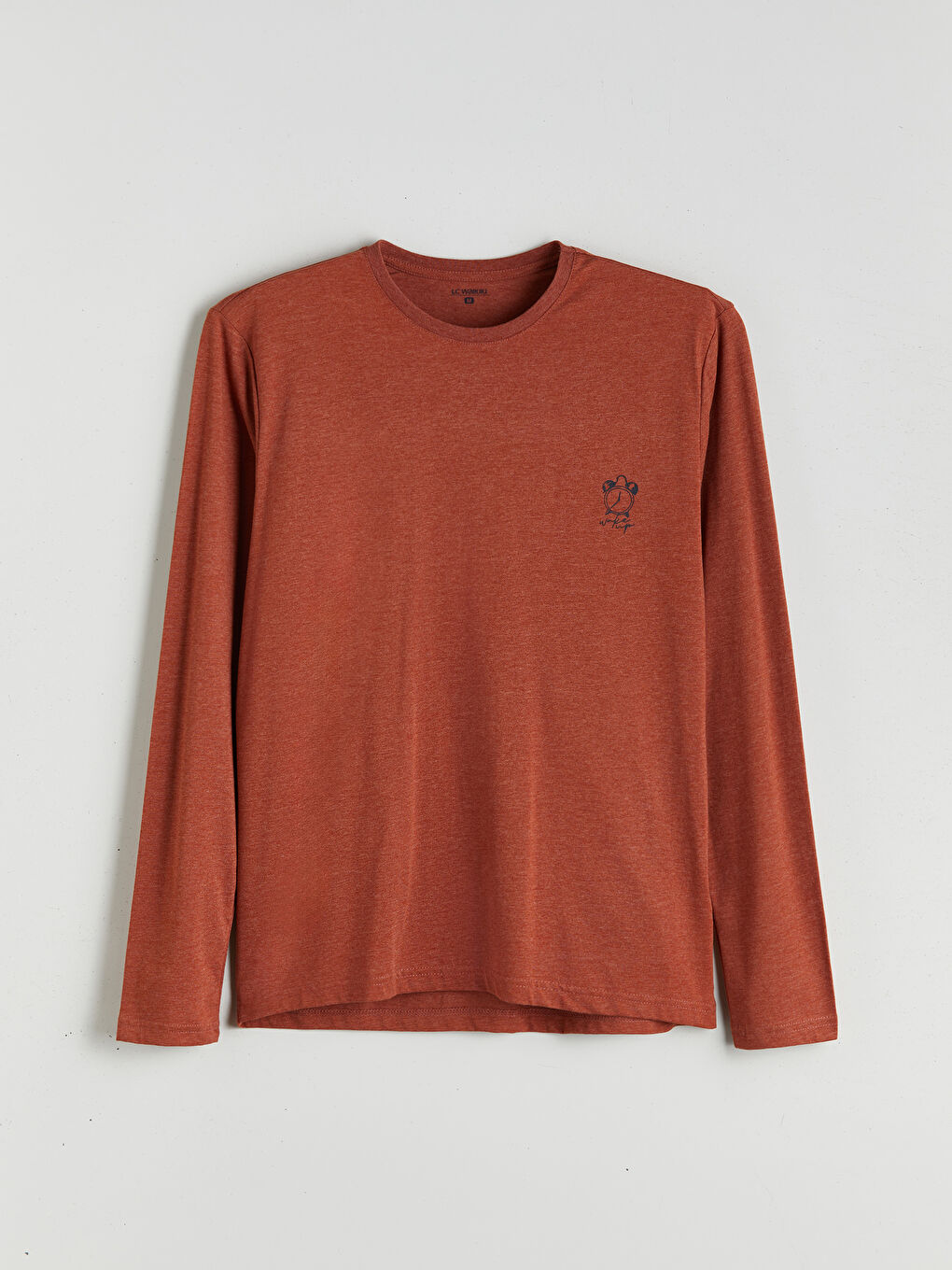 Kahverengi Bisiklet Yaka Baskılı Penye Erkek Pijama Üst