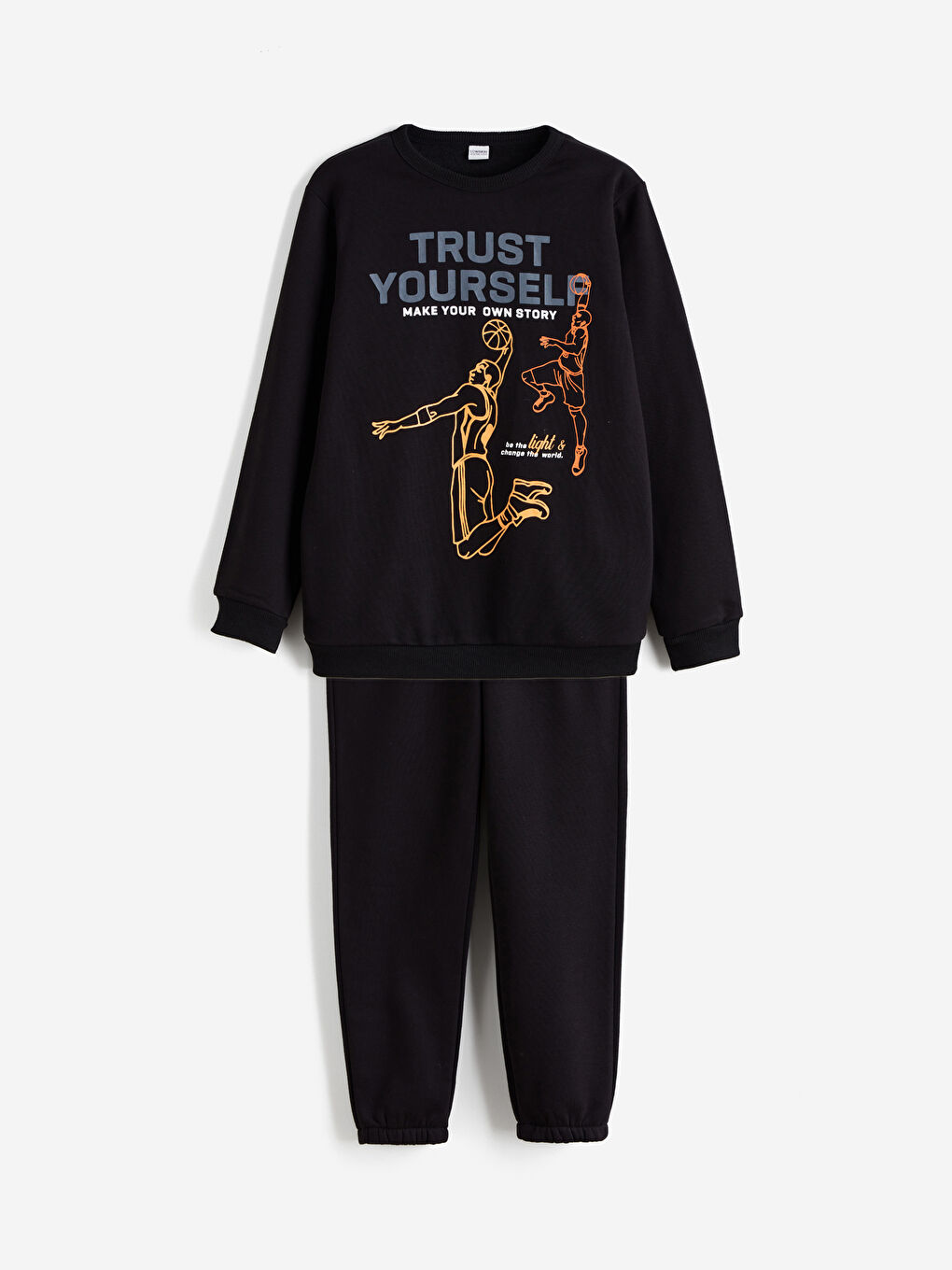 Crew Neck Printed Boys' Tracksuit Set-2