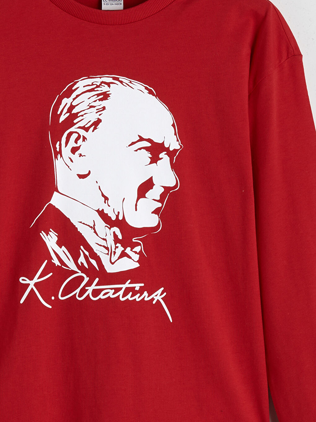 Kırmızı Bisiklet Yaka Atatürk Baskılı Erkek Çocuk Tişört-4