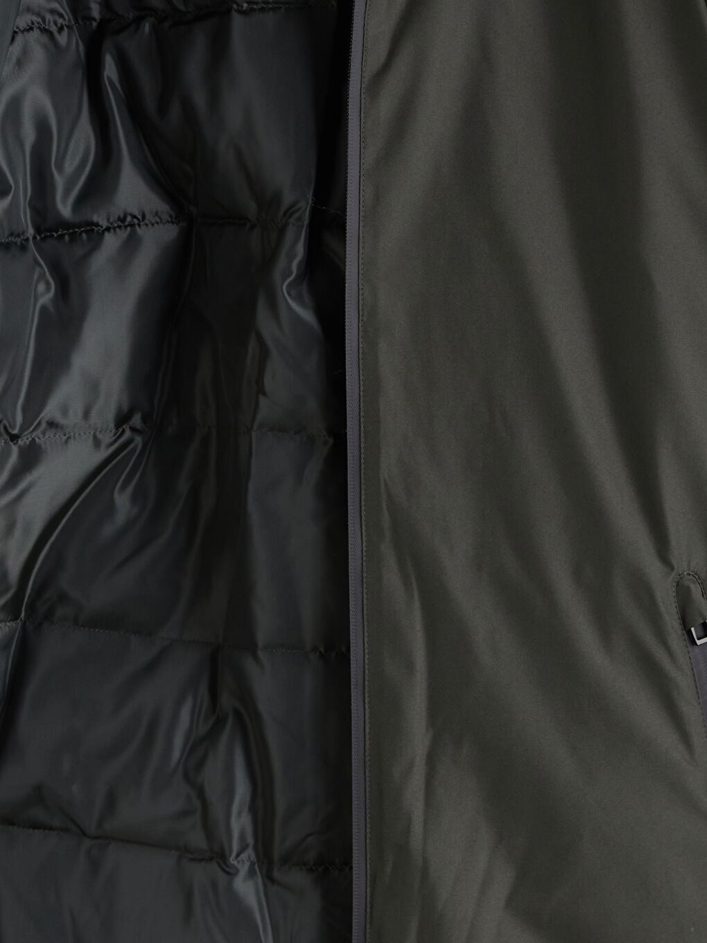 Haki Standart Kalıp Kapüşonlu Erkek Mont-7