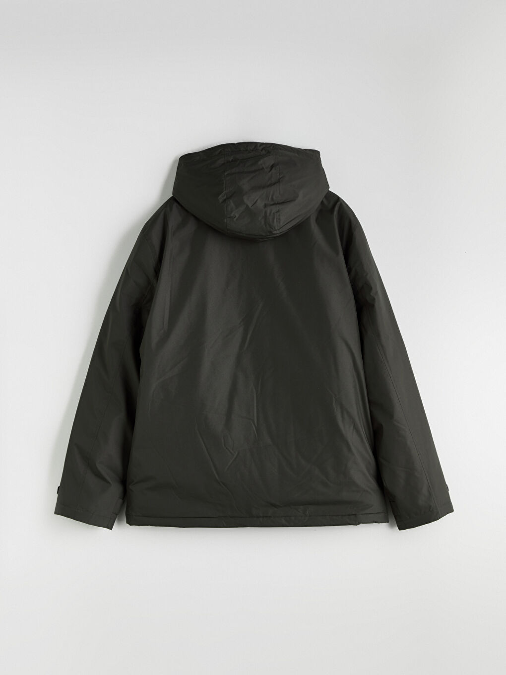 Haki Standart Kalıp Kapüşonlu Erkek Mont-8