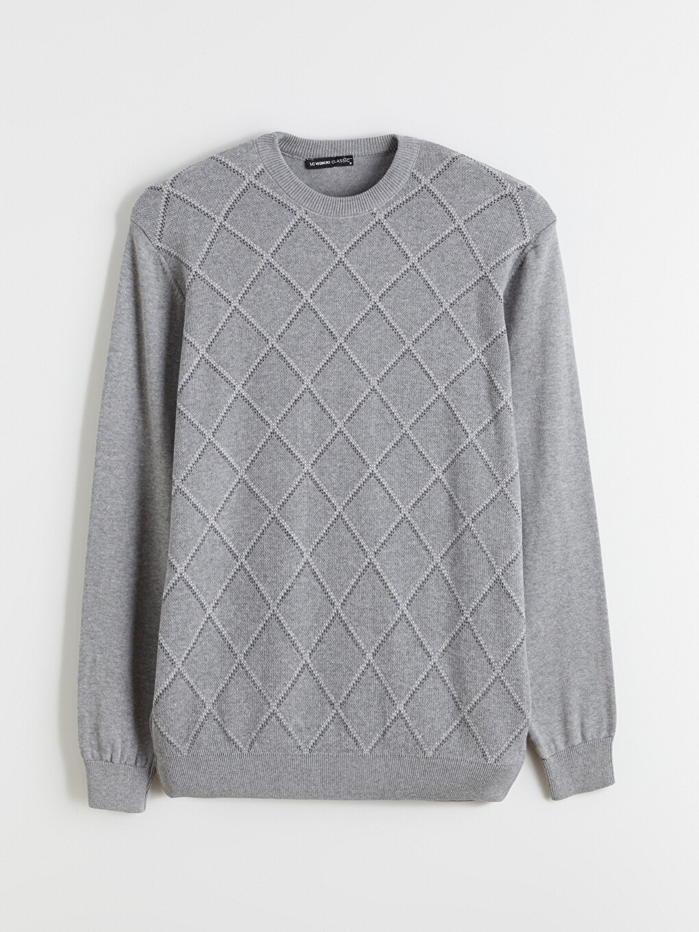 Argyle Patterned Men's Knit Sweater-4