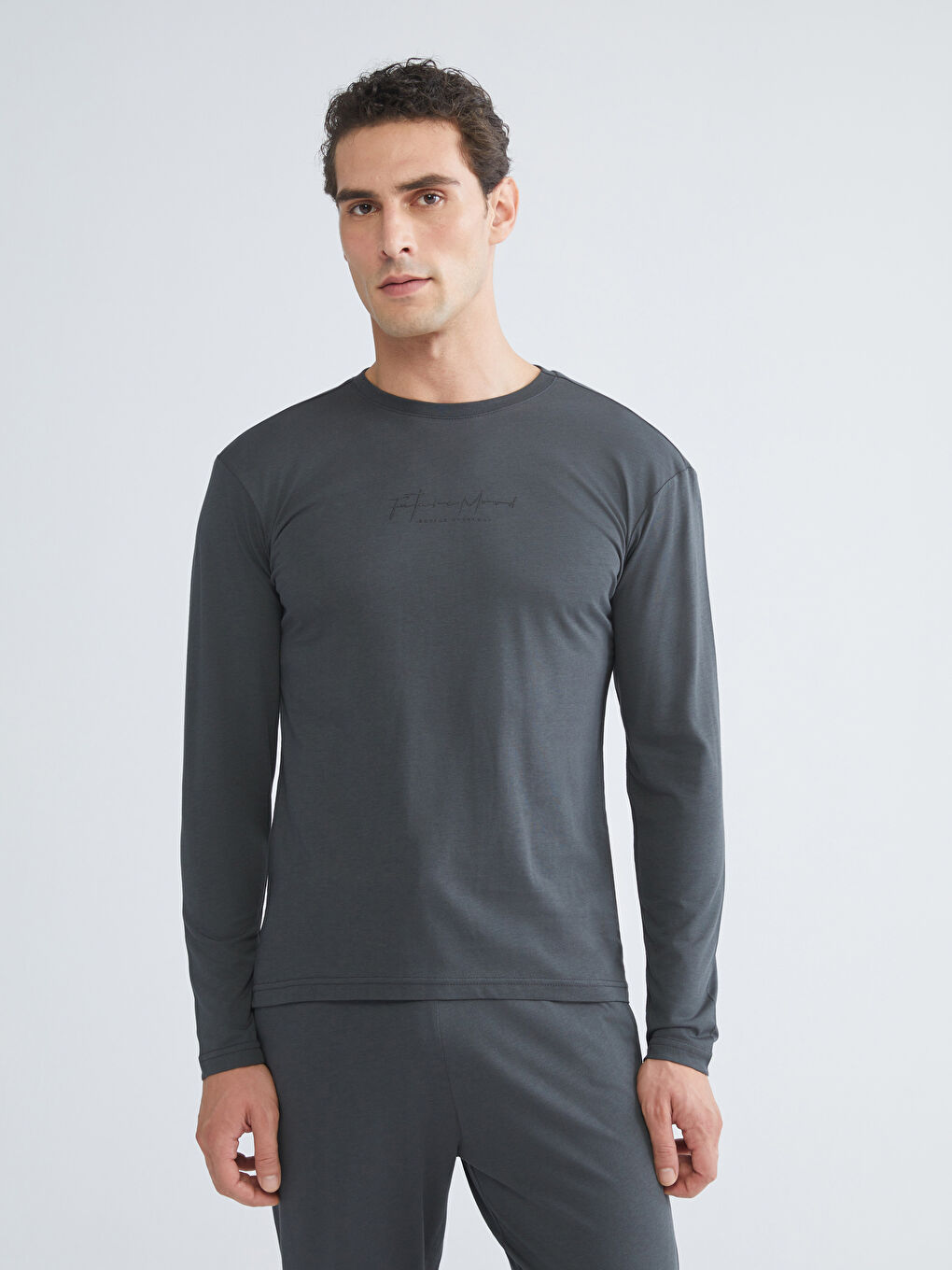 Antrasit Standart Kalıp Erkek Pijama Takımı-1