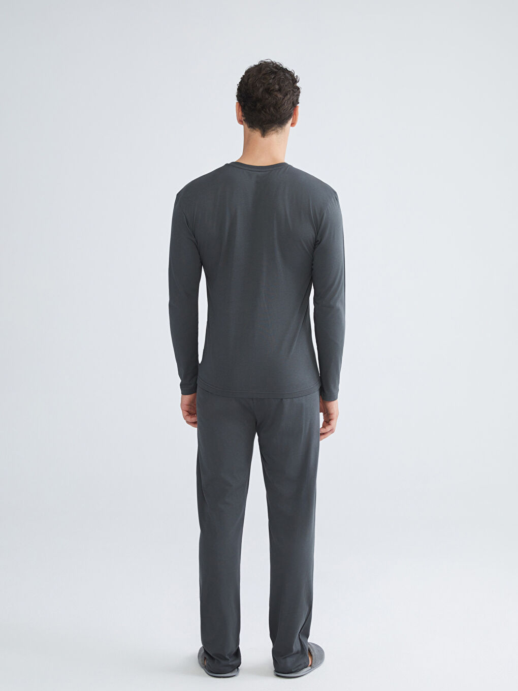 Antrasit Standart Kalıp Erkek Pijama Takımı-3